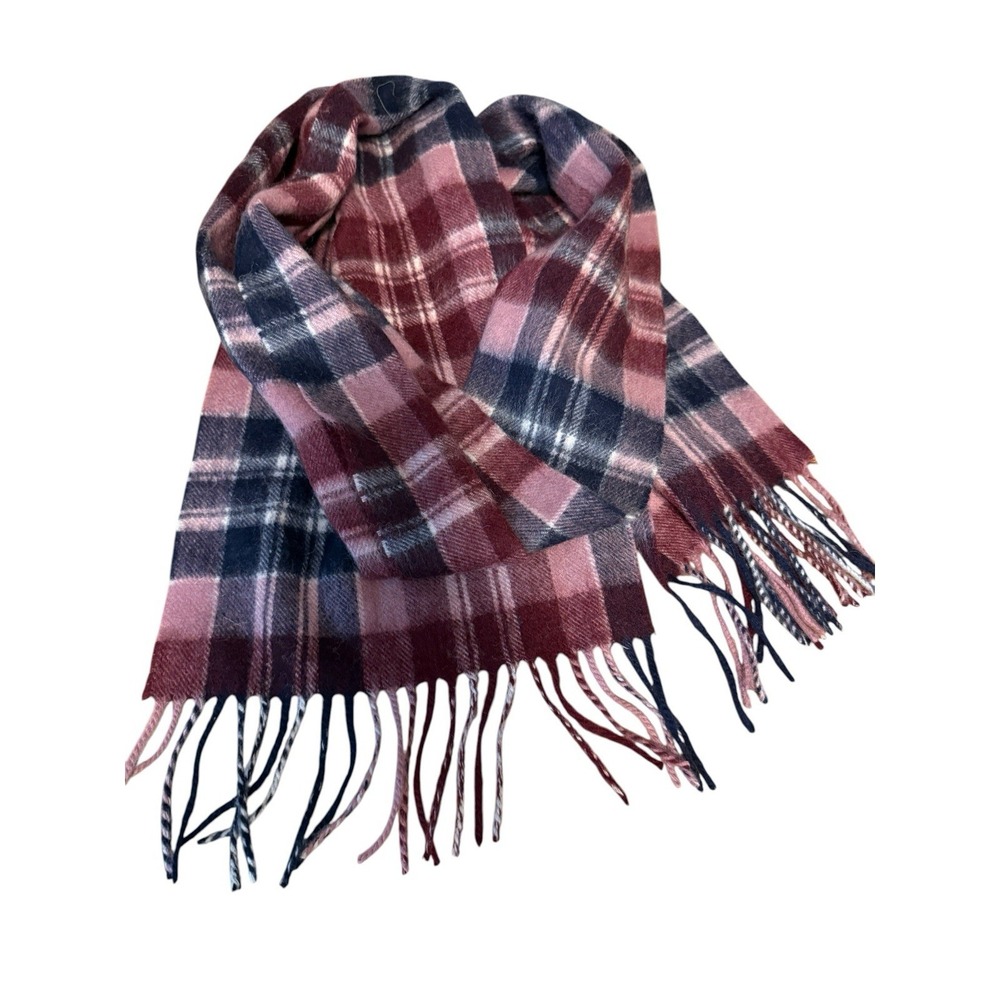Edinburgh Woolen Mill Scarf Lambswool Macdonald Purple Plaid‎ Wool Scotland NWT